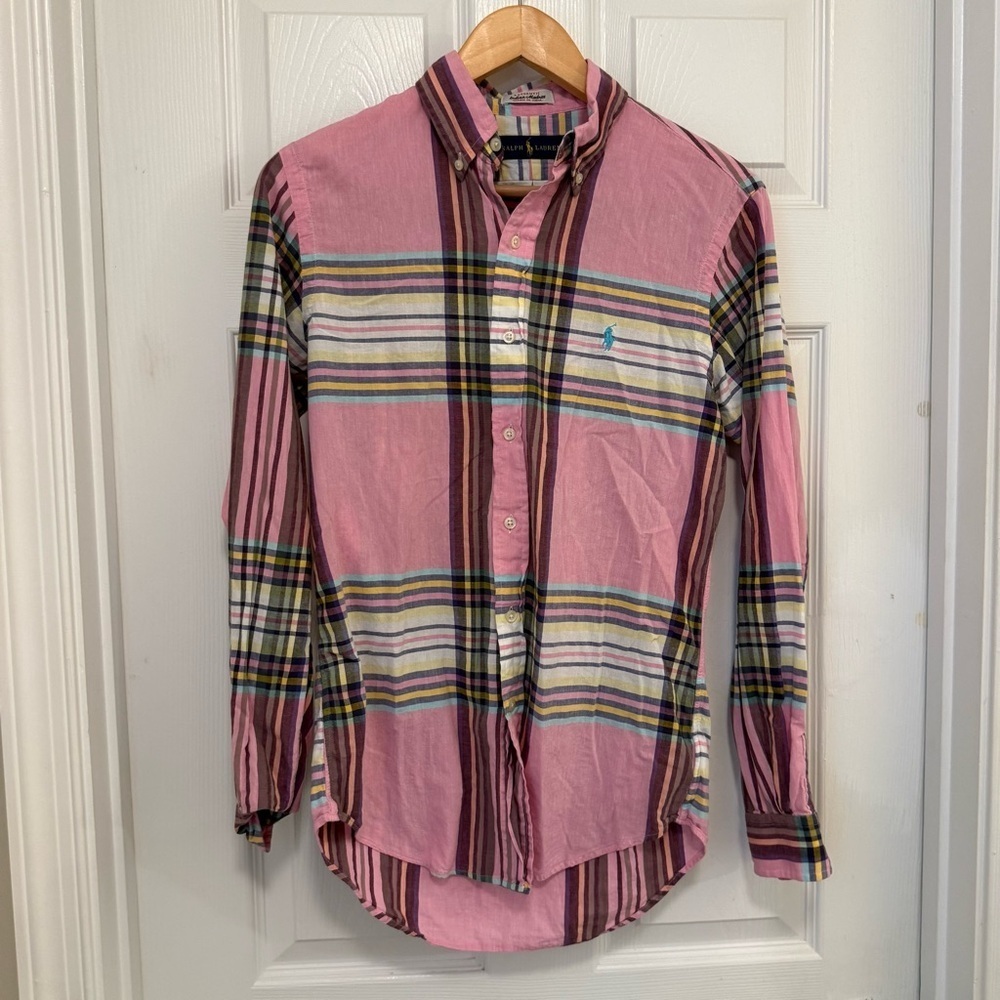 Like New Polo Ralph Lauren Madras Cotton Button Down Long Sleeve Shirt